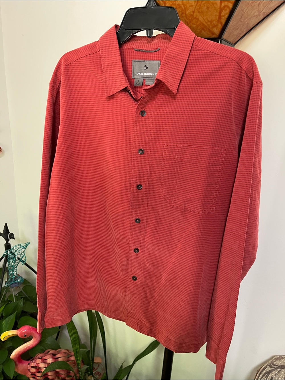Royal Robbins Men's Brick Red Long-Sleeve Button-Down Shirt Large